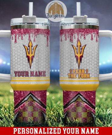 Arizona State Sun Devils Glitter Ncaa Custom Stanley Quencher 40Oz Stainless Steel Tumbler With Handle