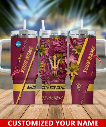 Arizona State Sun Devils Ncaa Custom Stanley Quencher 40Oz Stainless Steel Tumbler With Handle