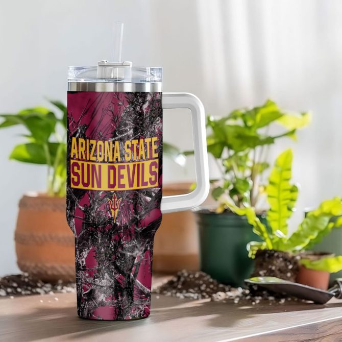 Arizona State Sun Devils Ncaa Hunting Custom Stanley Quencher 40Oz Stainless Steel Tumbler With Handle - Image 4