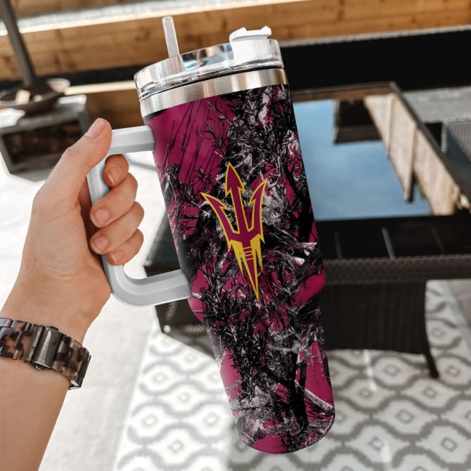 Arizona State Sun Devils Ncaa Hunting Custom Stanley Quencher 40Oz Stainless Steel Tumbler With Handle - Image 2