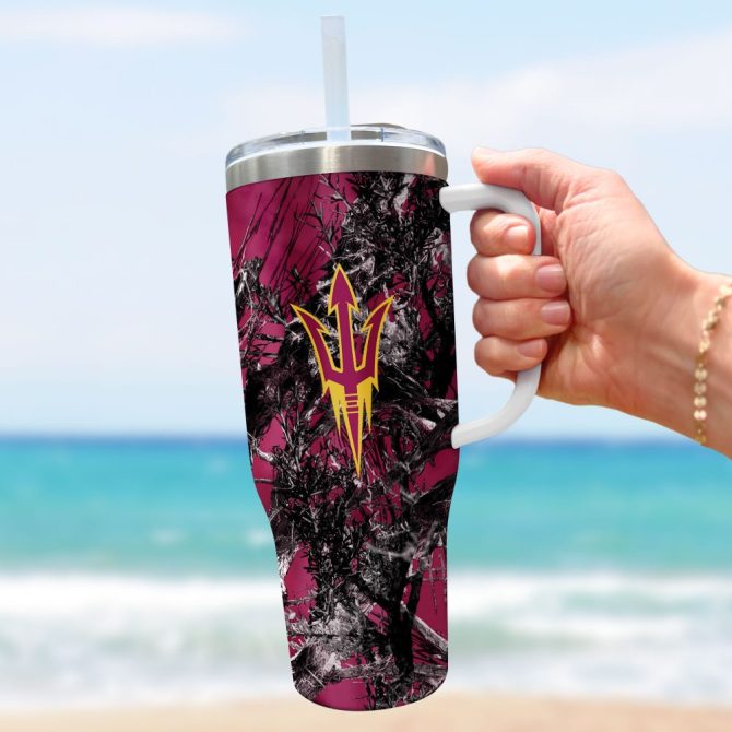 Arizona State Sun Devils Ncaa Hunting Custom Stanley Quencher 40Oz Stainless Steel Tumbler With Handle - Image 3