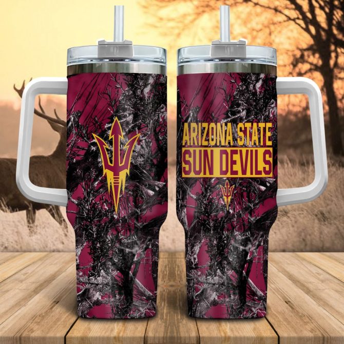 Arizona State Sun Devils Ncaa Hunting Custom Stanley Quencher 40Oz Stainless Steel Tumbler With Handle