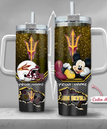 Arizona State Sun Devils Ncaa Mickey Mouse Custom Stanley Quencher 40Oz Stainless Steel Tumbler With Handle