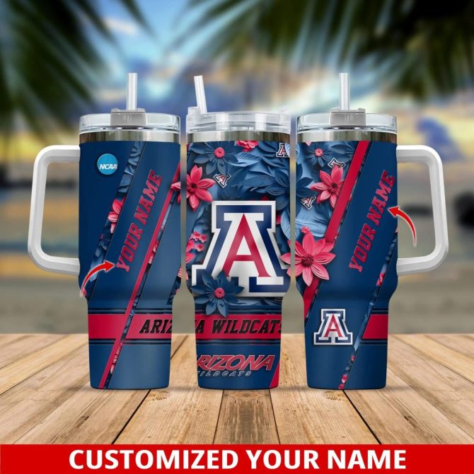 Arizona Wildcats Ncaa Custom Stanley Quencher 40Oz Stainless Steel Tumbler With Handle