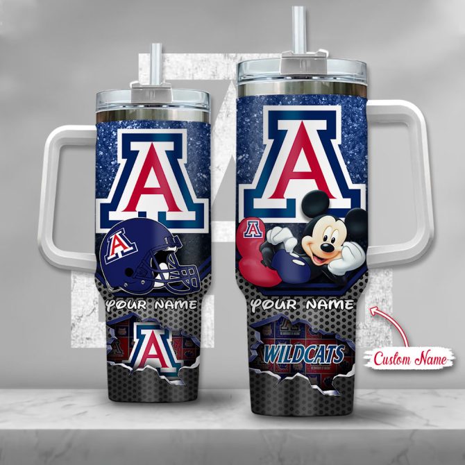 Arizona Wildcats Ncaa Mickey Mouse Custom Stanley Quencher 40Oz Stainless Steel Tumbler With Handle