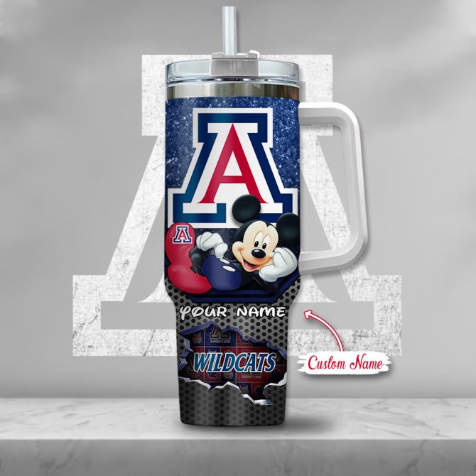 Arizona Wildcats Ncaa Mickey Mouse Custom Stanley Quencher 40Oz Stainless Steel Tumbler With Handle - Image 2