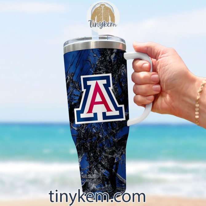 Arizona Wildcats Realtree Hunting Ncaa Custom Stanley Quencher 40Oz Stainless Steel Tumbler With Handle - Image 3