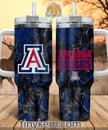 Arizona Wildcats Realtree Hunting Ncaa Custom Stanley Quencher 40Oz Stainless Steel Tumbler With Handle