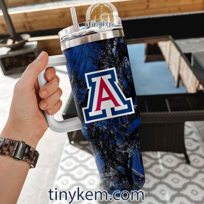 Arizona Wildcats Realtree Hunting Ncaa Custom Stanley Quencher 40Oz Stainless Steel Tumbler With Handle - Image 2