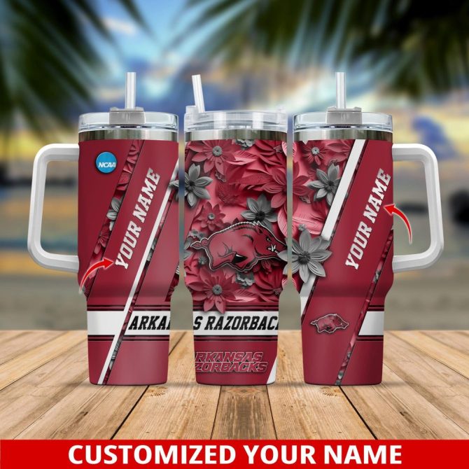 Arkansas Razorbacks Ncaa Custom Stanley Quencher 40Oz Stainless Steel Tumbler With Handle
