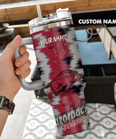 Arkansas Razorbacks Ncaa Custom Stanley Quencher 40Oz Stainless Steel Tumbler With Handle