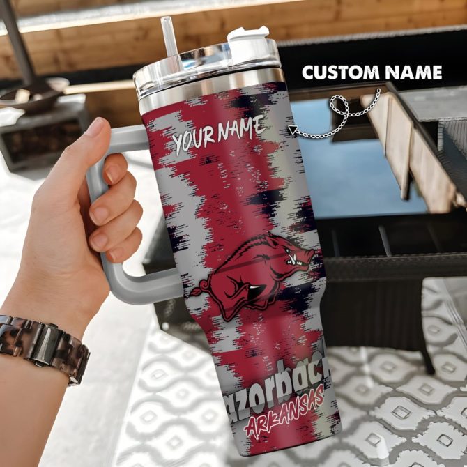 Arkansas Razorbacks Ncaa Custom Stanley Quencher 40Oz Stainless Steel Tumbler With Handle