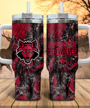 Arkansas State Red Wolves Ncaa Hunting Custom Stanley Quencher 40Oz Stainless Steel Tumbler With Handle