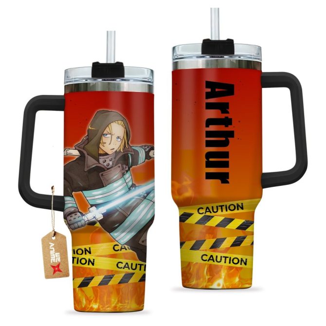 Arthur Boyle Fire Force Anime Custom Stanley Quencher 40Oz Stainless Steel Tumbler With Handle - Image 2