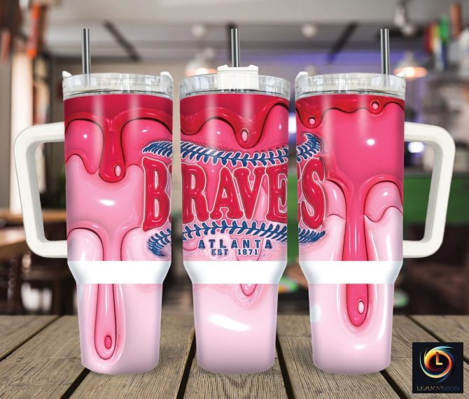 Atlanta Braves Mlb Custom Stanley Quencher 40Oz Stainless Steel Tumbler With Handle
