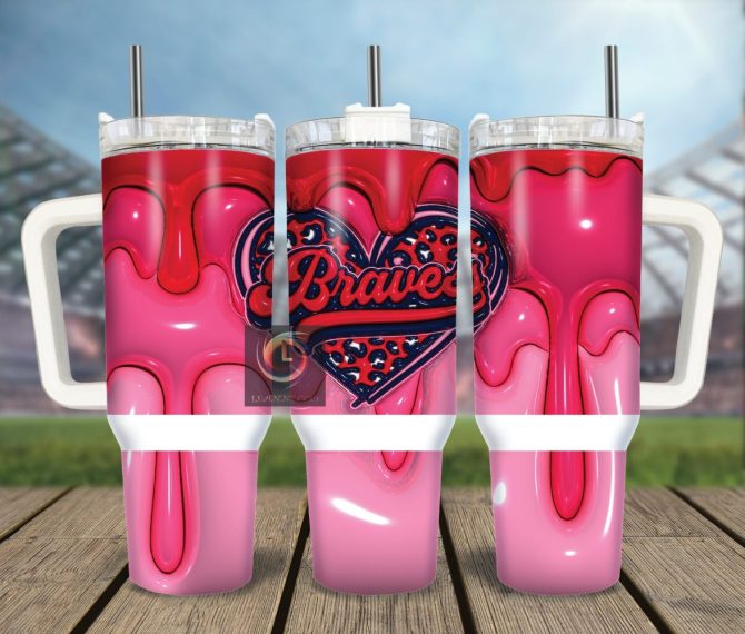 Atlanta Braves Mlb Custom Stanley Quencher 40Oz Stainless Steel Tumbler With Handle