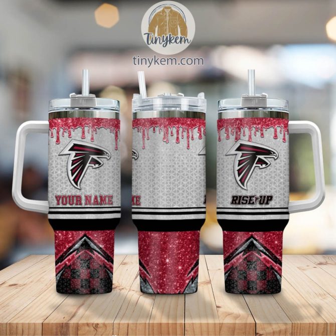 Atlanta Falcons Glitter Nfl Custom Stanley Quencher 40Oz Stainless Steel Tumbler With Handle - Image 2