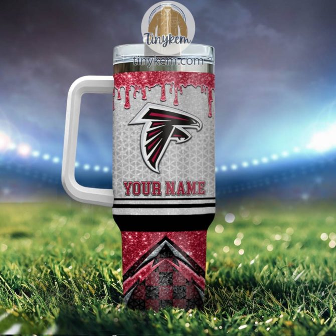 Atlanta Falcons Glitter Nfl Custom Stanley Quencher 40Oz Stainless Steel Tumbler With Handle - Image 3