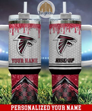 Atlanta Falcons Glitter Nfl Custom Stanley Quencher 40Oz Stainless Steel Tumbler With Handle