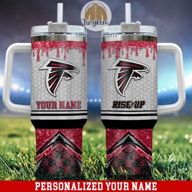 Atlanta Falcons Glitter Nfl Custom Stanley Quencher 40Oz Stainless Steel Tumbler With Handle