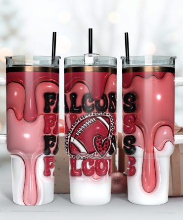 Atlanta Falcons Nfl 3D Inflated Puff Effect Custom Stanley Quencher 40Oz Stainless Steel Tumbler With Handle