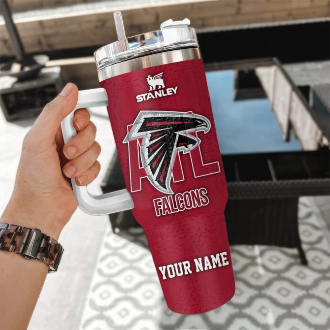 Atlanta Falcons Nfl 3D Logo Custom Stanley Quencher 40Oz Stainless Steel Tumbler With Handle - Image 3
