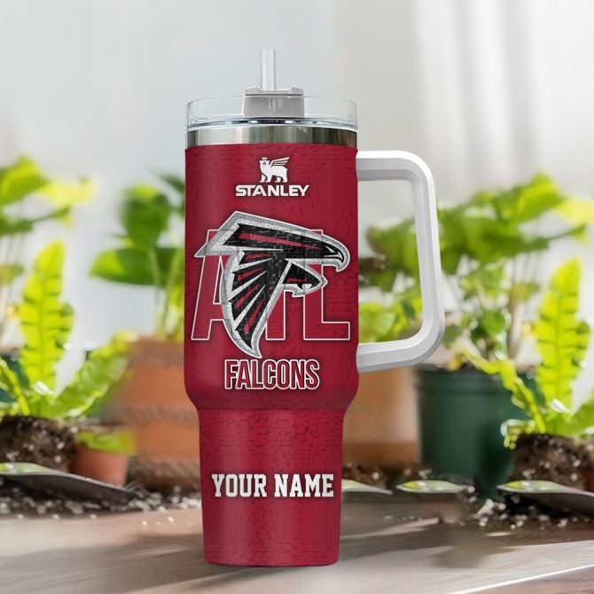 Atlanta Falcons Nfl 3D Logo Custom Stanley Quencher 40Oz Stainless Steel Tumbler With Handle - Image 2