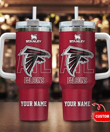 Atlanta Falcons Nfl 3D Logo Custom Stanley Quencher 40Oz Stainless Steel Tumbler With Handle
