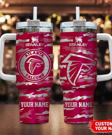 Atlanta Falcons Nfl Camo Pattern Custom Stanley Quencher 40Oz Stainless Steel Tumbler With Handle