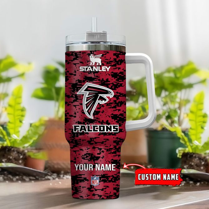 Atlanta Falcons Nfl Camouflage Custom Stanley Quencher 40Oz Stainless Steel Tumbler With Handle - Image 2