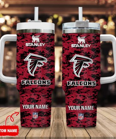 Atlanta Falcons Nfl Camouflage Custom Stanley Quencher 40Oz Stainless Steel Tumbler With Handle