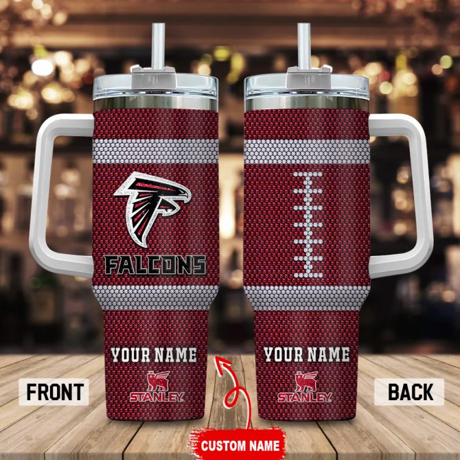 Atlanta Falcons Nfl Crystal Custom Stanley Quencher 40Oz Stainless Steel Tumbler With Handle
