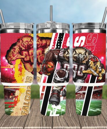Atlanta Falcons Nfl Mascot Custom Stanley Quencher 40Oz Stainless Steel Tumbler With Handle