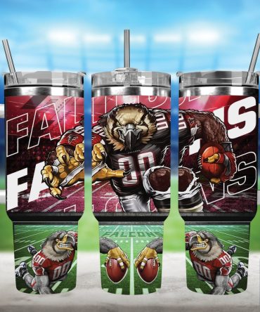 Atlanta Falcons Nfl Mascot Custom Stanley Quencher 40Oz Stainless Steel Tumbler With Handle