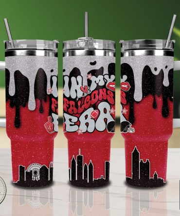 Atlanta Falcons Nfl Glitter Custom Stanley Quencher 40Oz Stainless Steel Tumbler With Handle