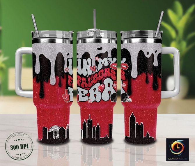Atlanta Falcons Nfl Glitter Custom Stanley Quencher 40Oz Stainless Steel Tumbler With Handle