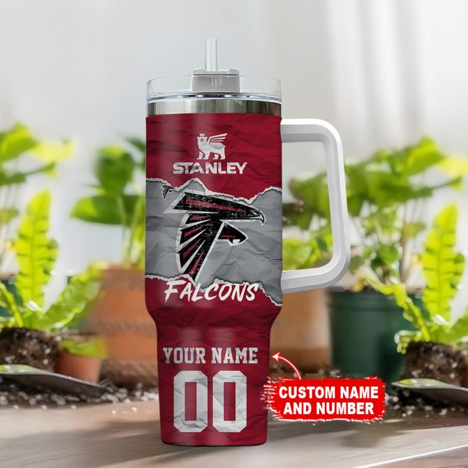 Atlanta Falcons Nfl Custom Stanley Quencher 40Oz Stainless Steel Tumbler With Handle - Image 2