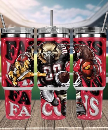 Atlanta Falcons Nfl Mascot Custom Stanley Quencher 40Oz Stainless Steel Tumbler With Handle