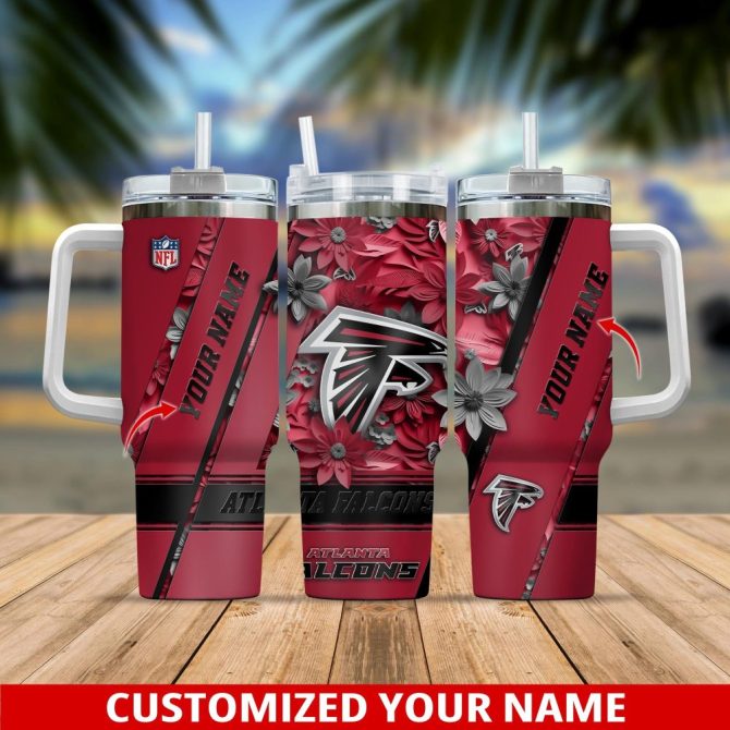 Atlanta Falcons Nfl Custom Stanley Quencher 40Oz Stainless Steel Tumbler With Handle
