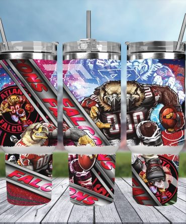 Atlanta Falcons Nfl Mascot Custom Stanley Quencher 40Oz Stainless Steel Tumbler With Handle