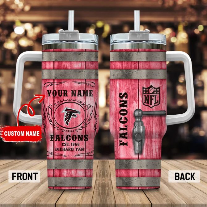 Atlanta Falcons Nfl Diehard Fan Custom Stanley Quencher 40Oz Stainless Steel Tumbler With Handle - Image 3