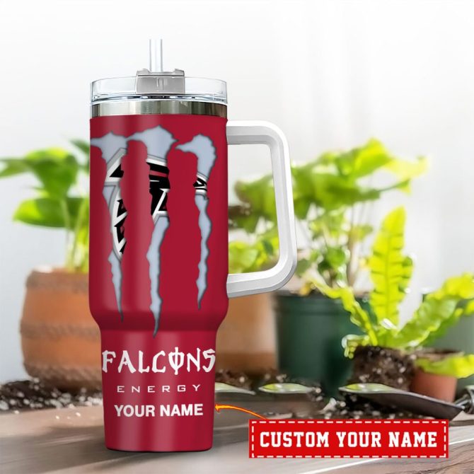 Atlanta Falcons Nfl Energy Nutrition Facts Custom Stanley Quencher 40Oz Stainless Steel Tumbler With Handle - Image 2
