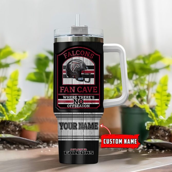 Atlanta Falcons Nfl Fan Cave Custom Stanley Quencher 40Oz Stainless Steel Tumbler With Handle - Image 2