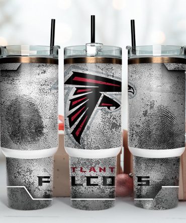 Atlanta Falcons Nfl Fingerprint Effect Custom Stanley Quencher 40Oz Stainless Steel Tumbler With Handle