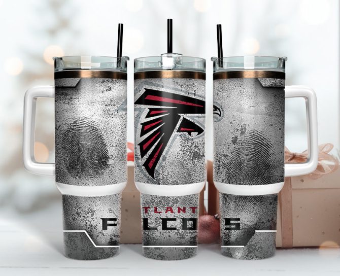 Atlanta Falcons Nfl Fingerprint Effect Custom Stanley Quencher 40Oz Stainless Steel Tumbler With Handle