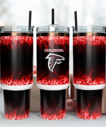 Atlanta Falcons Nfl Fire Effect Custom Stanley Quencher 40Oz Stainless Steel Tumbler With Handle