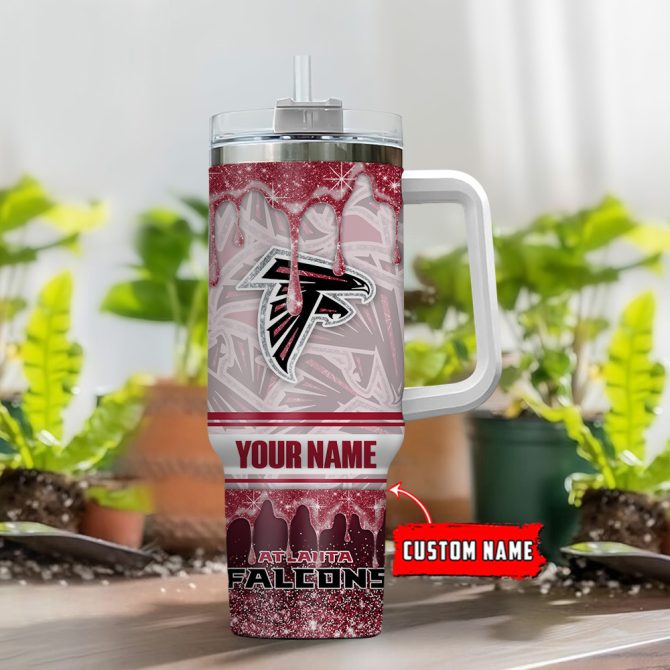 Atlanta Falcons Nfl Glitter Custom Stanley Quencher 40Oz Stainless Steel Tumbler With Handle - Image 2