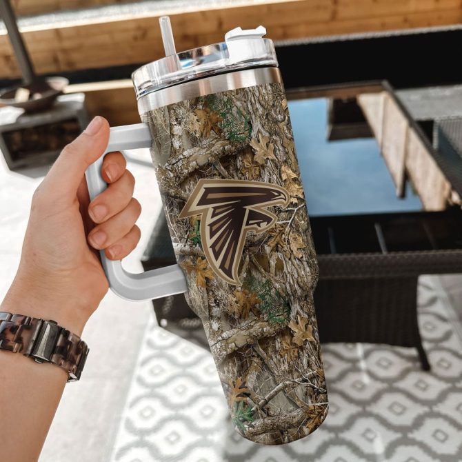 Atlanta Falcons Nfl Hunting Realtree Custom Stanley Quencher 40Oz Stainless Steel Tumbler With Handle - Image 2