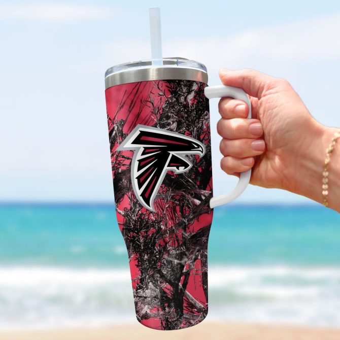 Atlanta Falcons Nfl Hunting Custom Stanley Quencher 40Oz Stainless Steel Tumbler With Handle - Image 3