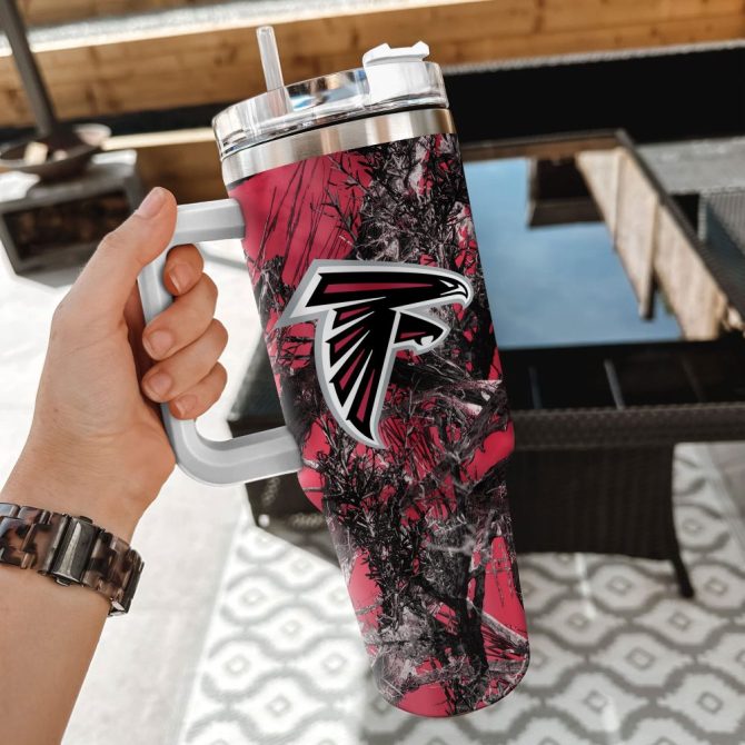 Atlanta Falcons Nfl Hunting Custom Stanley Quencher 40Oz Stainless Steel Tumbler With Handle - Image 2